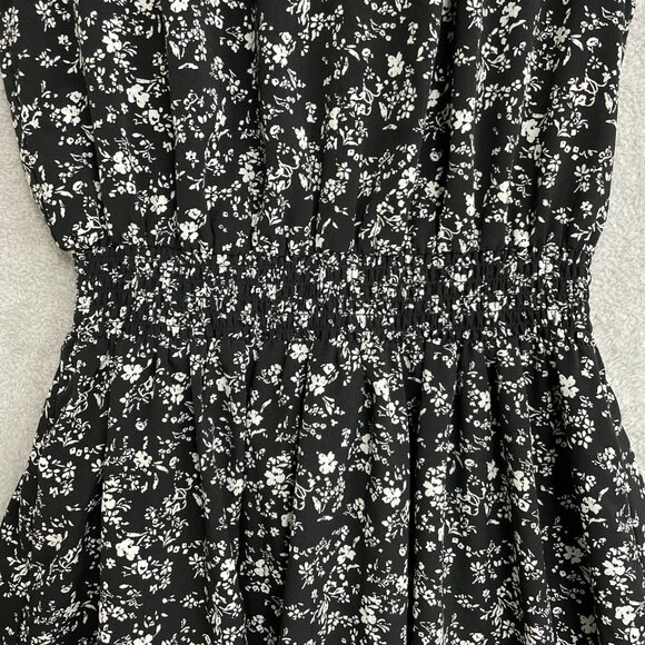 Uniqlo Sleeveless Black & White Floral Midi Dress Polyester M0076 - Picture 7 of 11